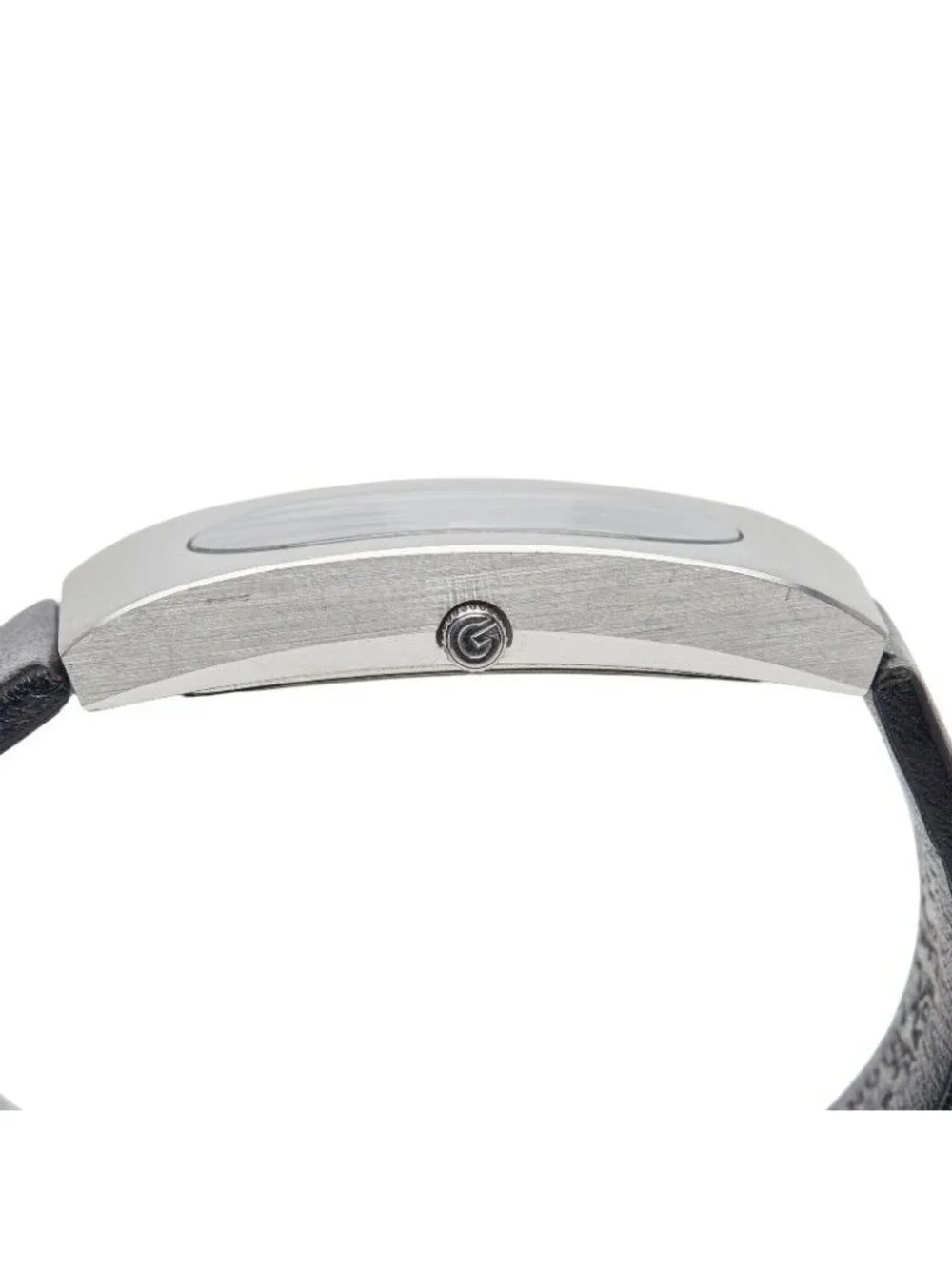 Gucci Watch Black Silver Stainless Steel Leather